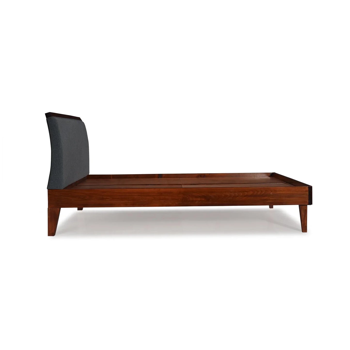 Solid Wood Queen Size Bed with Upholstered Headboard