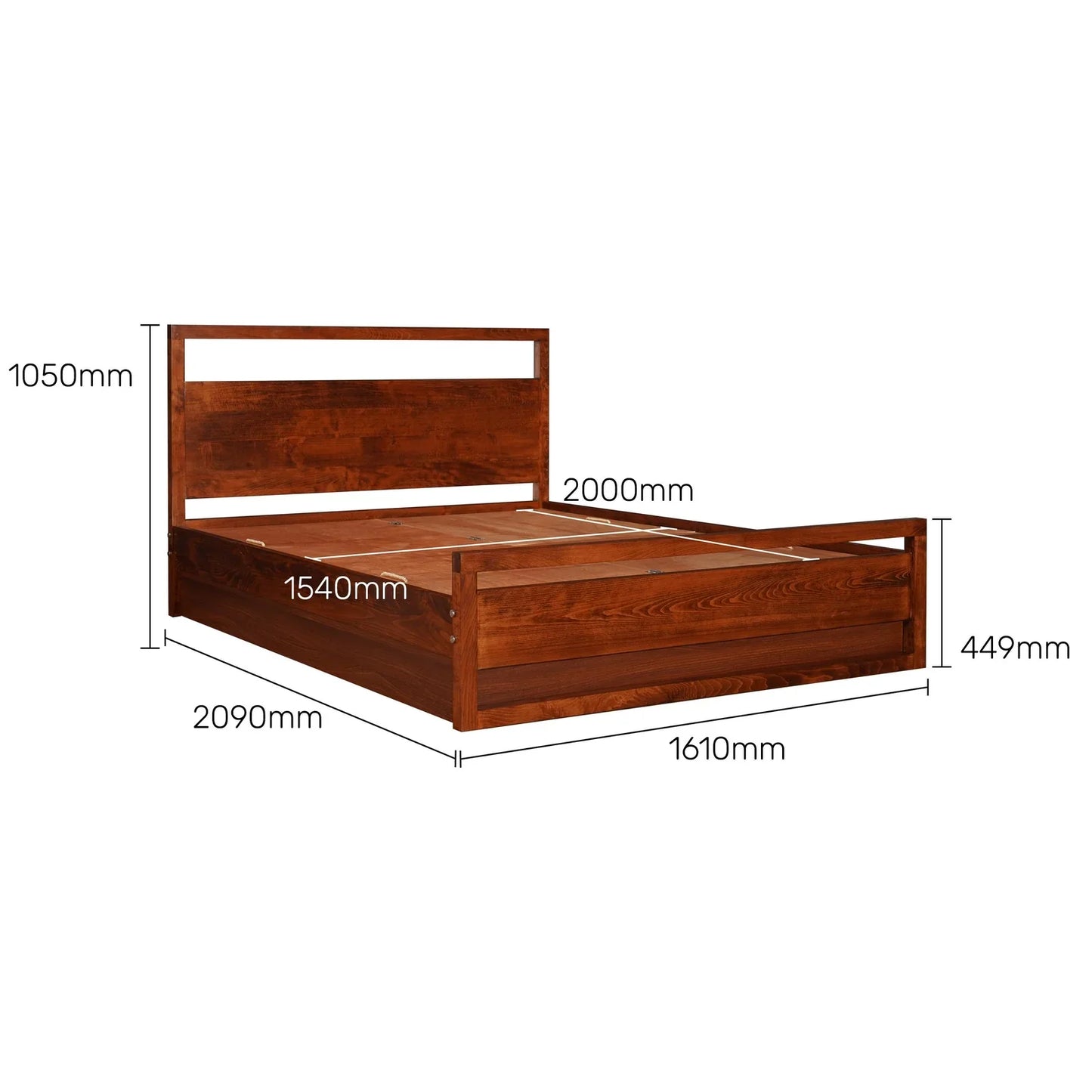 Solid Wood Queen Size Bed with Box Storage