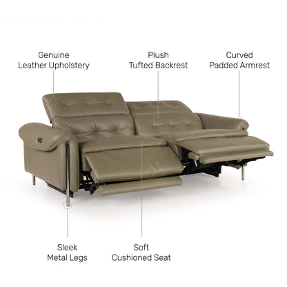 Leather 3 Seater Power Recliner with Charging Ports