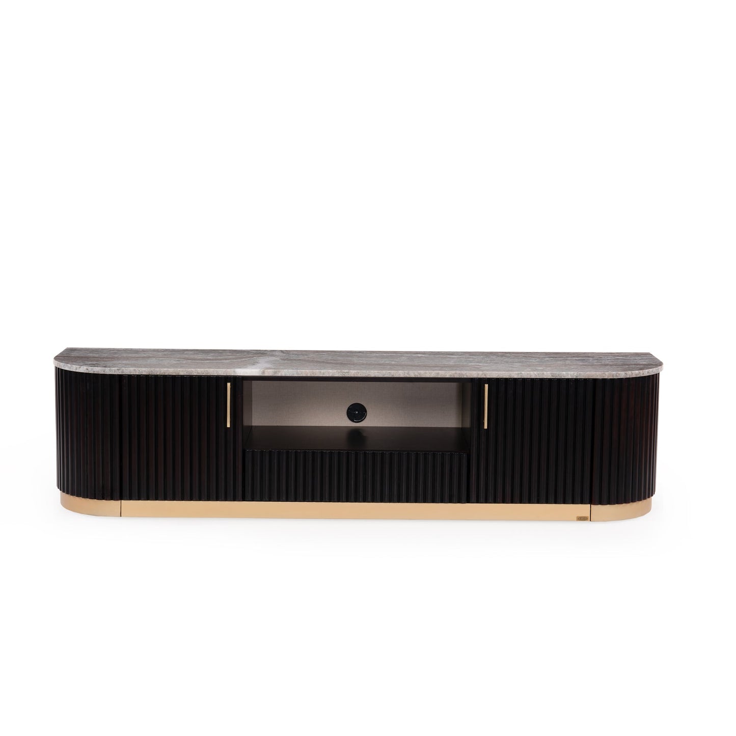Fluted TV Unit with Natural Stone Tabletop