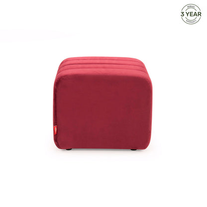 Velvet Pouffe in Ruby Red