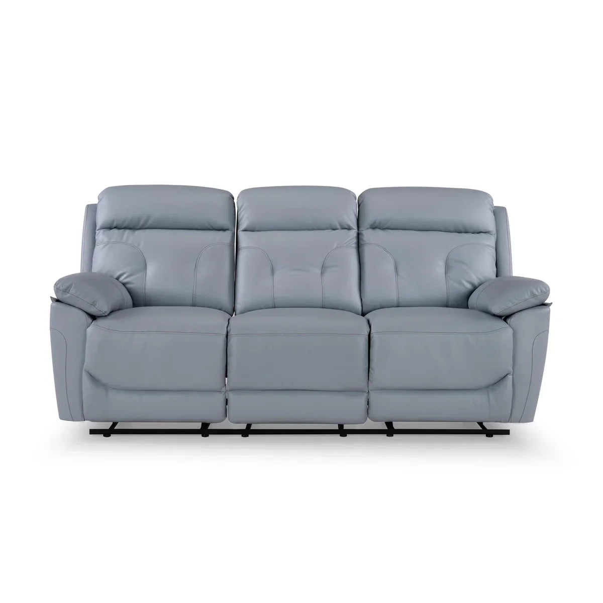 Leatherette 3 Seater Reclining Sofa in Smoke Grey