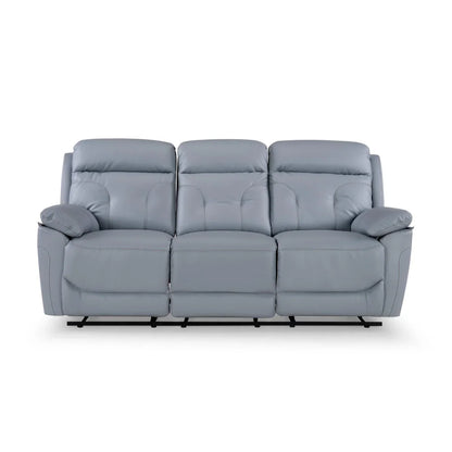 Leatherette 3 Seater Reclining Sofa in Smoke Grey