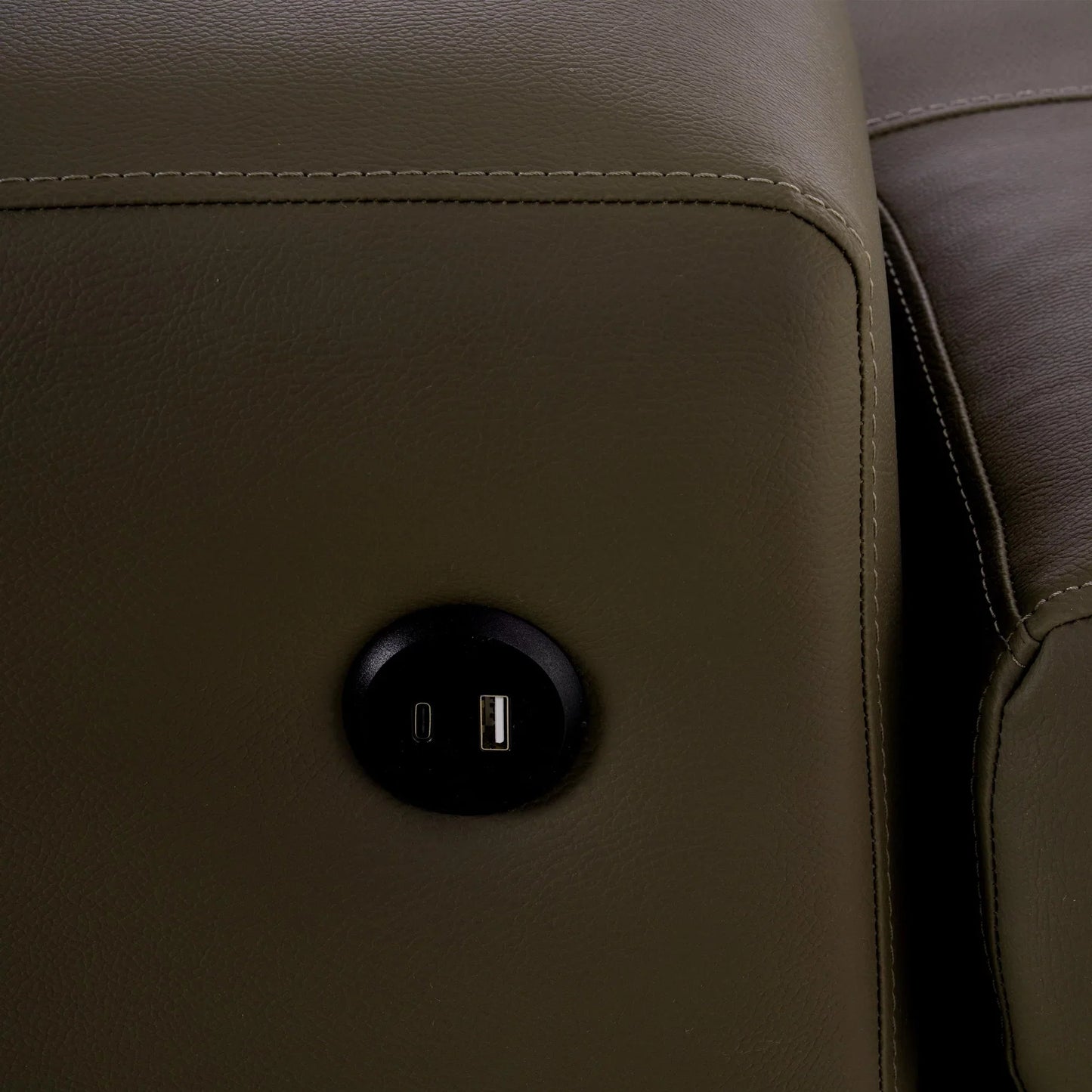 Leatherette Sectional Sofa with USB Port