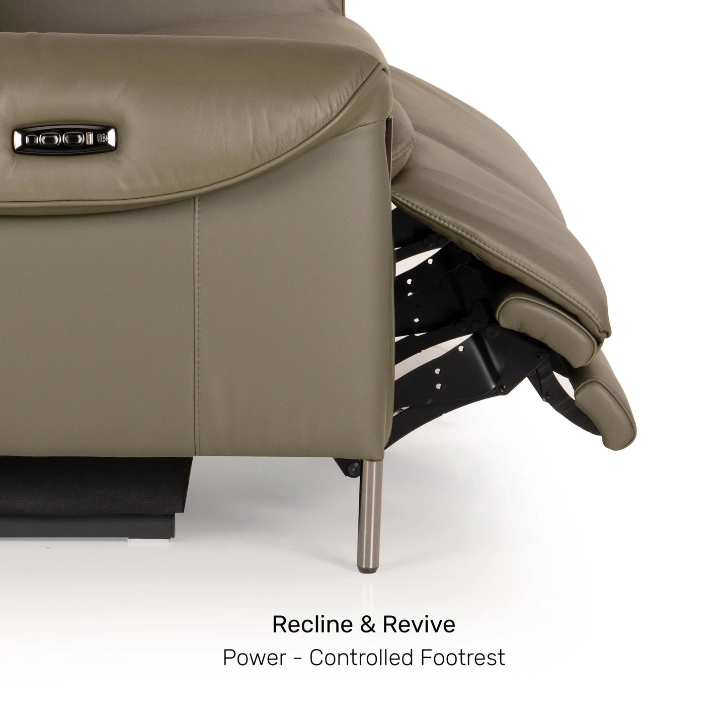 Leather 3 Seater Power Recliner with Charging Ports