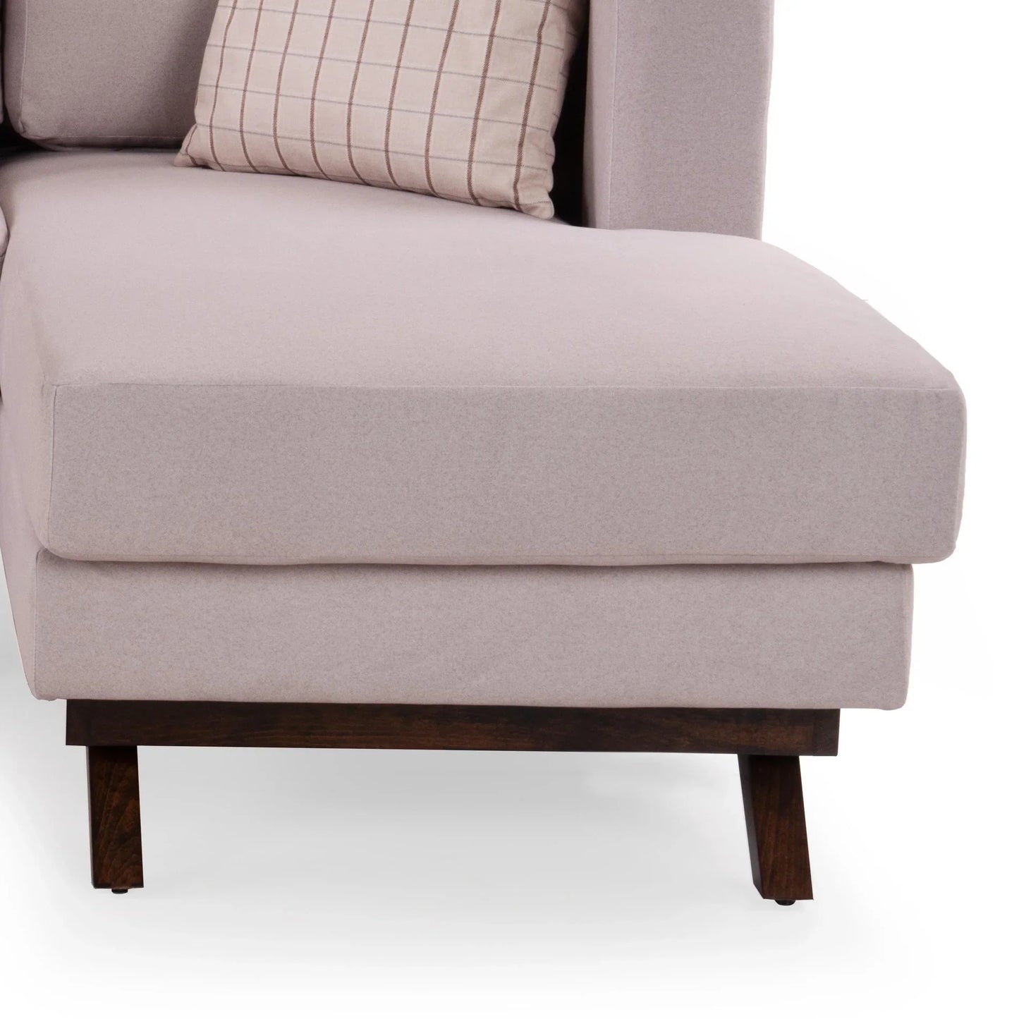 Velvet L-Shaped Sofa with Leatherette Side Pockets