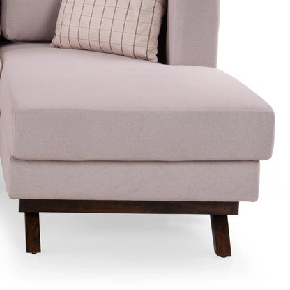 Velvet L-Shaped Sofa with Leatherette Side Pockets