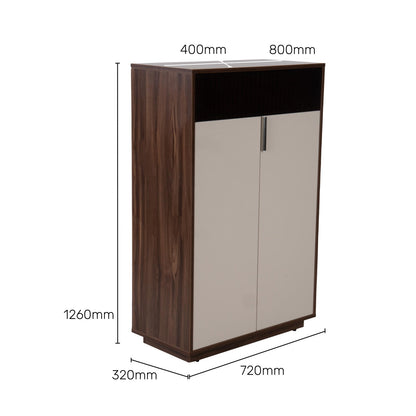 Shoe Cabinet in Walnut Finish with Fluted detail