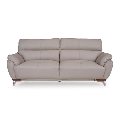 Leather 3 Seater Sofa in Light Grey