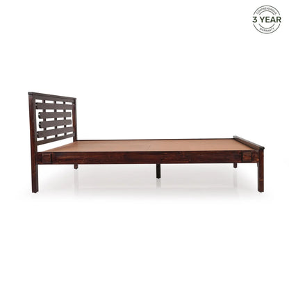 Solid Wood King Size Bed in Walnut Finish