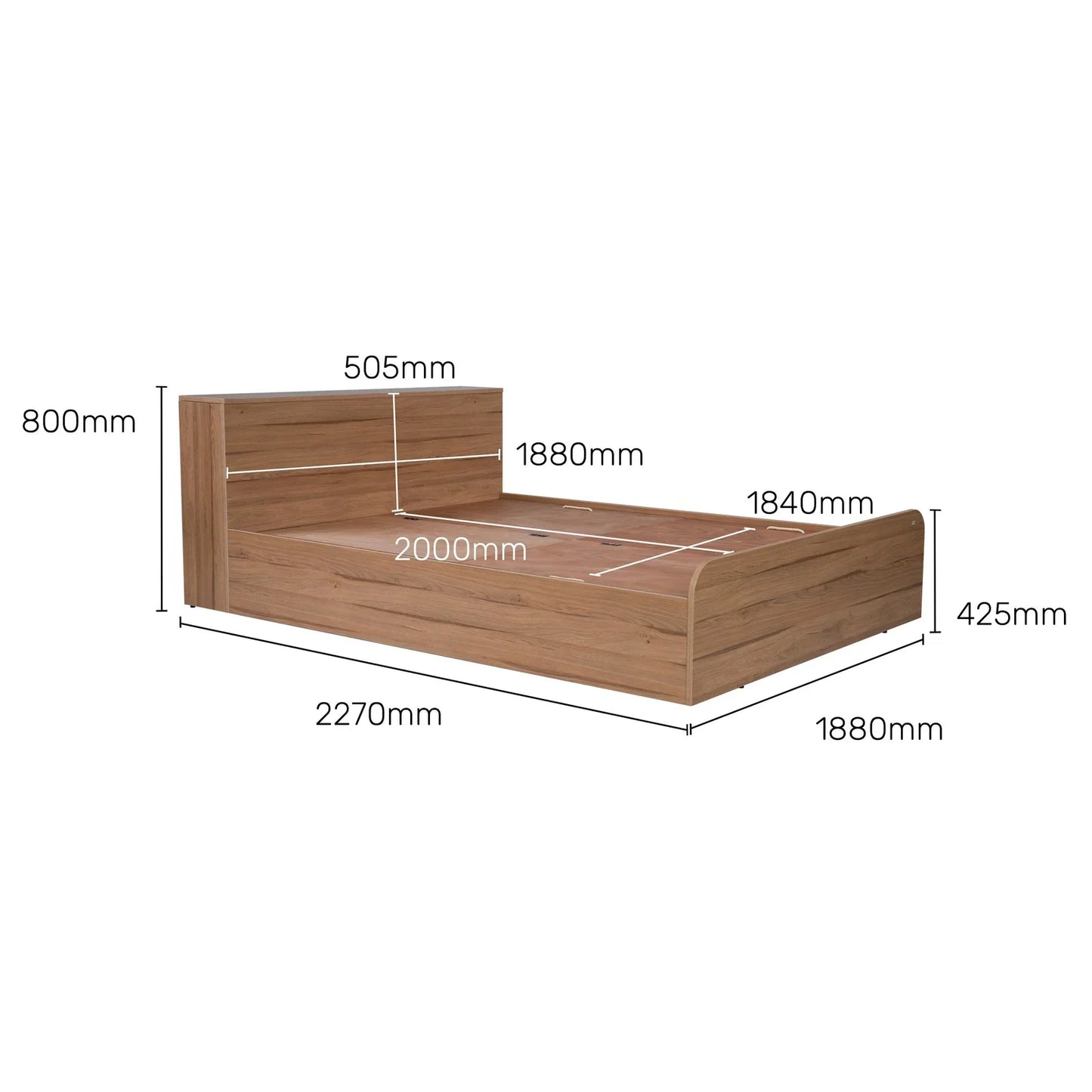 King Size Bed with Storage Headboard