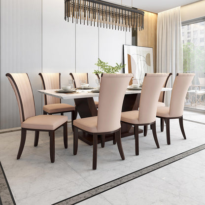 8 Seater Dining Set with Marble Finished Top