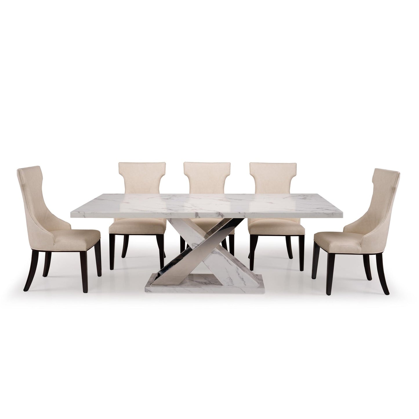 8 Seater Dining Set with Marble Finished Top