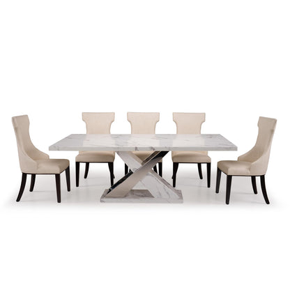 8 Seater Dining Set with Marble Finished Top