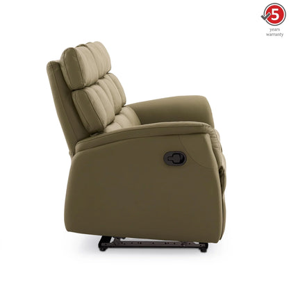 Leather 3 Seater Reclining Sofa in Olive Green