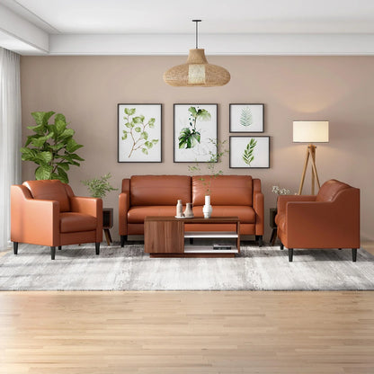Leatherette 3 Seater Sofa in Cinnamon Brown