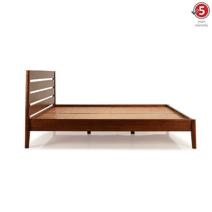 Solid Wood Queen Size Bed, Dark Oak Finish