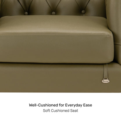 Leatherette 1 Seater Chesterfield Sofa in Olive Green