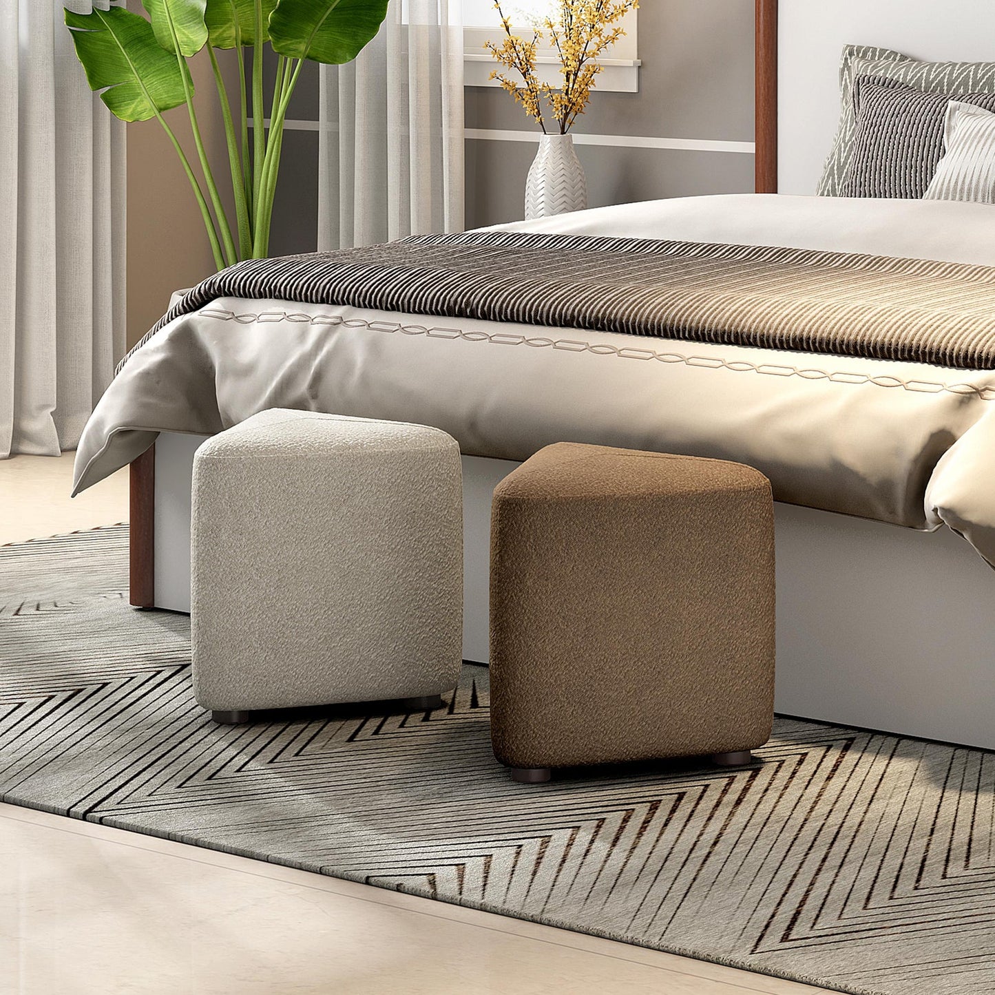 Boucle Pouffe in Daisy White