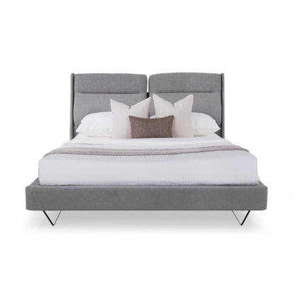 Upholstered Queen Size Bed with Adjustable Headboard