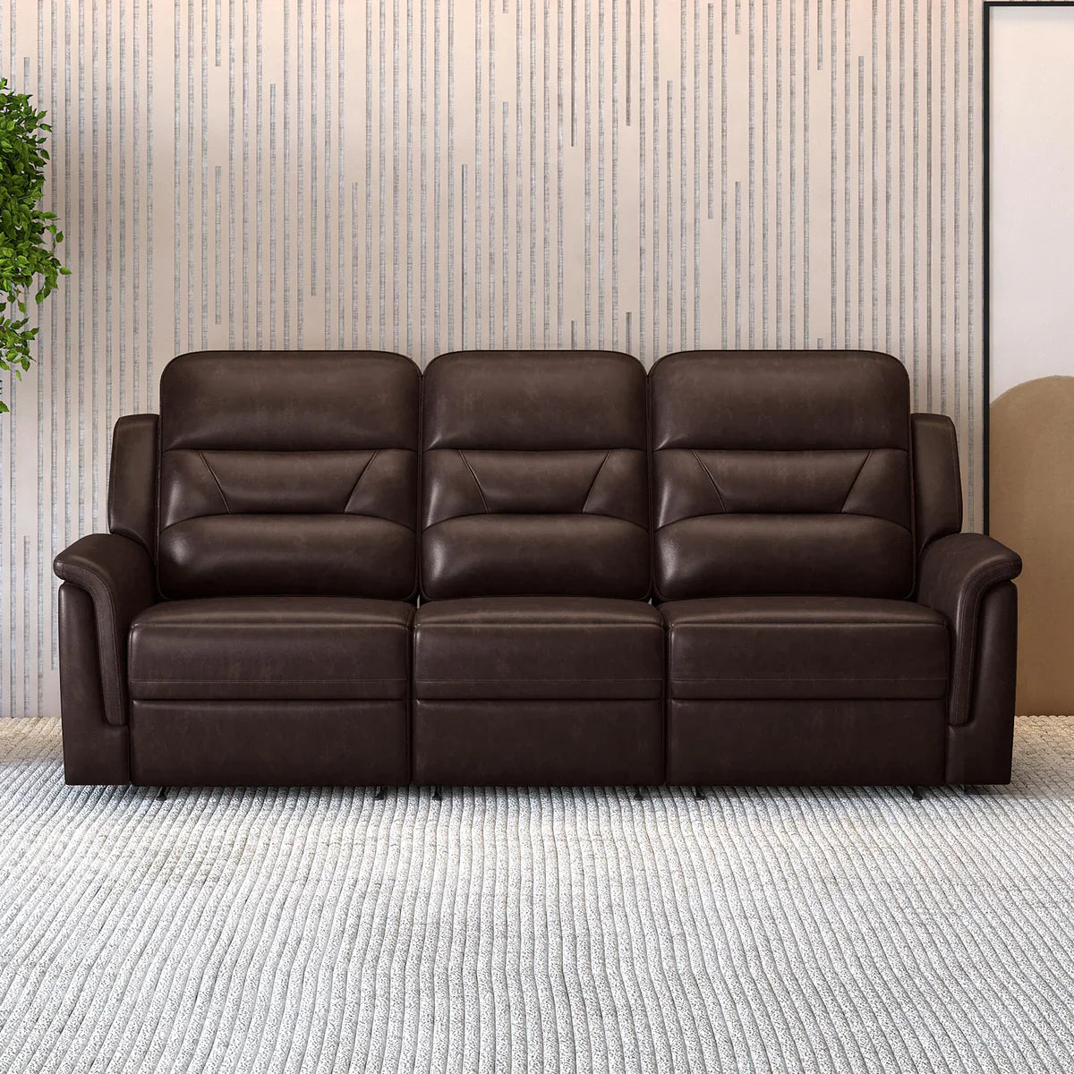 Leather 3 Seater Power Recliner with 2 USB Ports