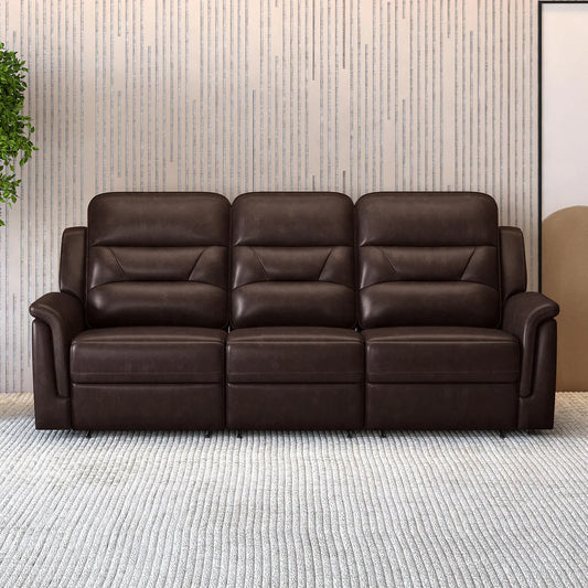 Leather 3 Seater Power Recliner with 2 USB Ports