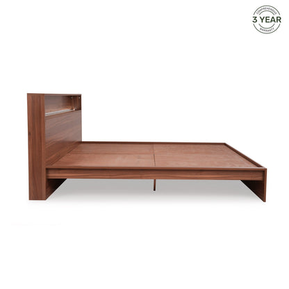 Queen Size Bed in Walnut Finish with LED Light