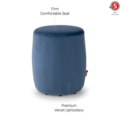Velvet Round Ottoman in Orchid Blue