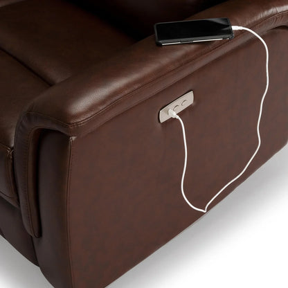 Leather 3 Seater Power Recliner with 2 USB Ports