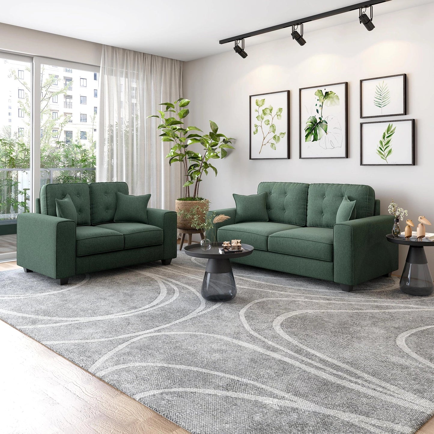 Linen 3 Seater Sofa in Fern Green