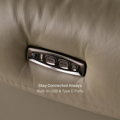 Leather 3 Seater Power Recliner with Charging Ports