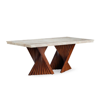 6 Seater Dining Set with Marble Finished Top