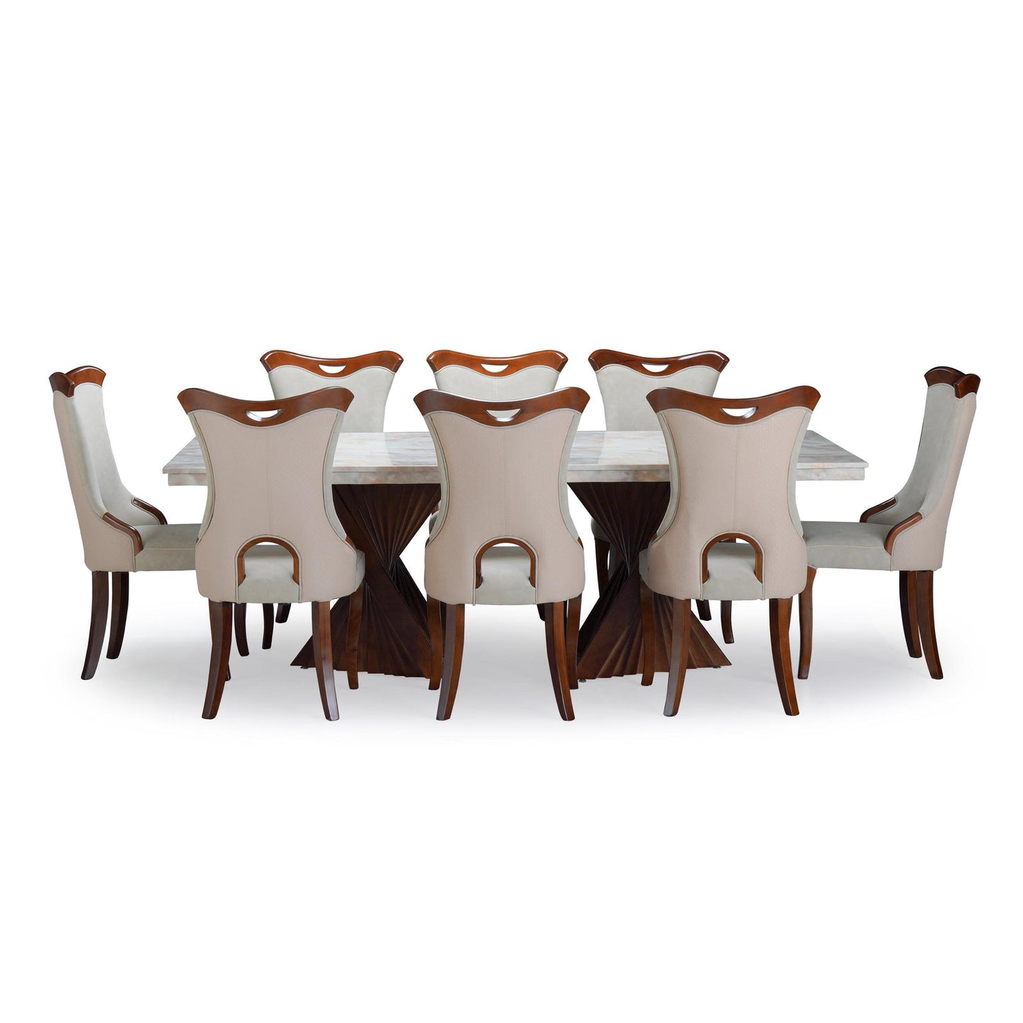 8 Seater Dining Set with Marble Finished Top