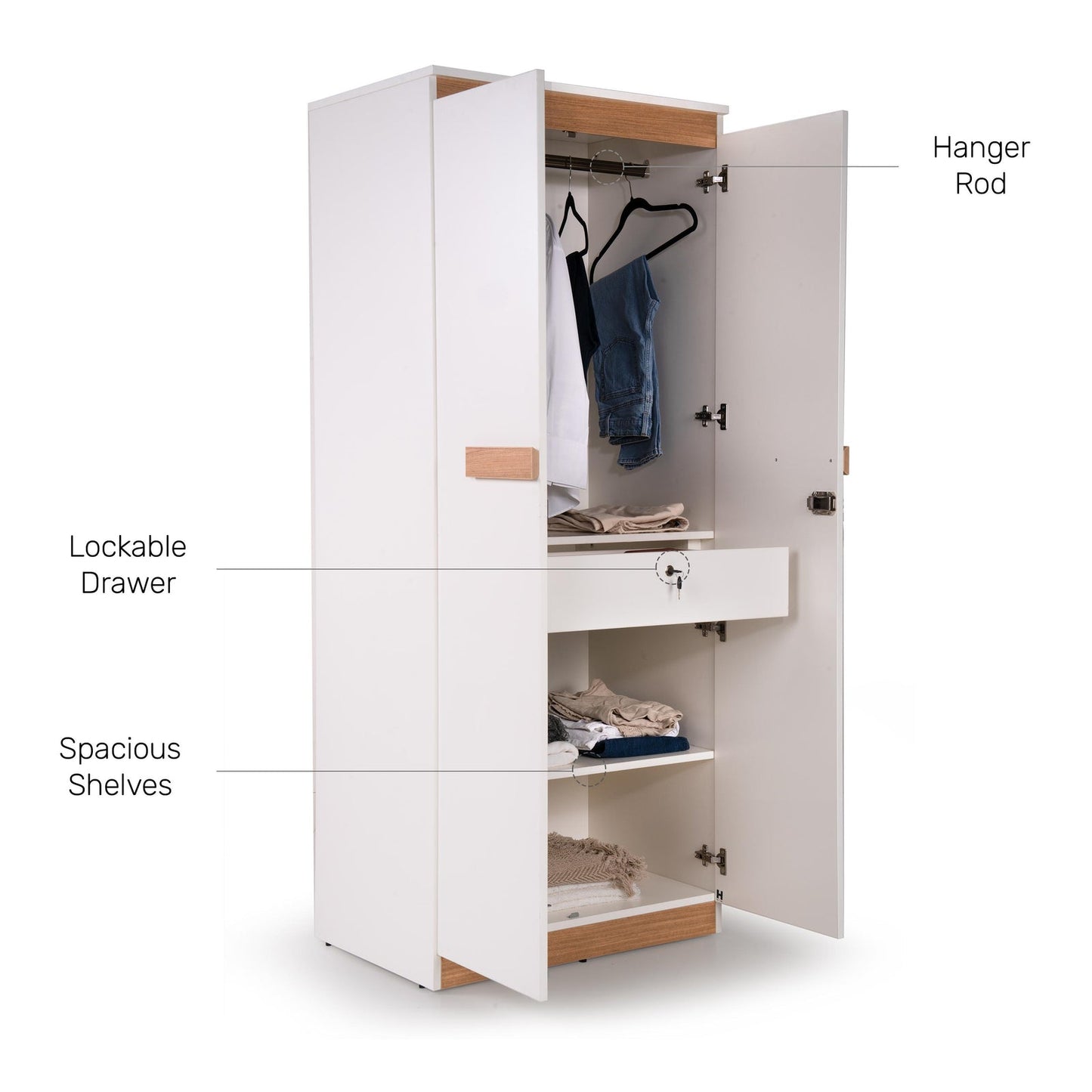 2 Door Wardrobe in Frosty White