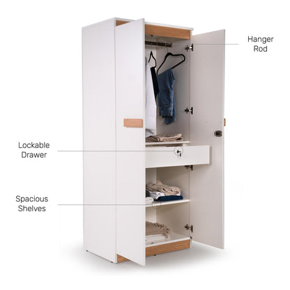 2 Door Wardrobe in Frosty White