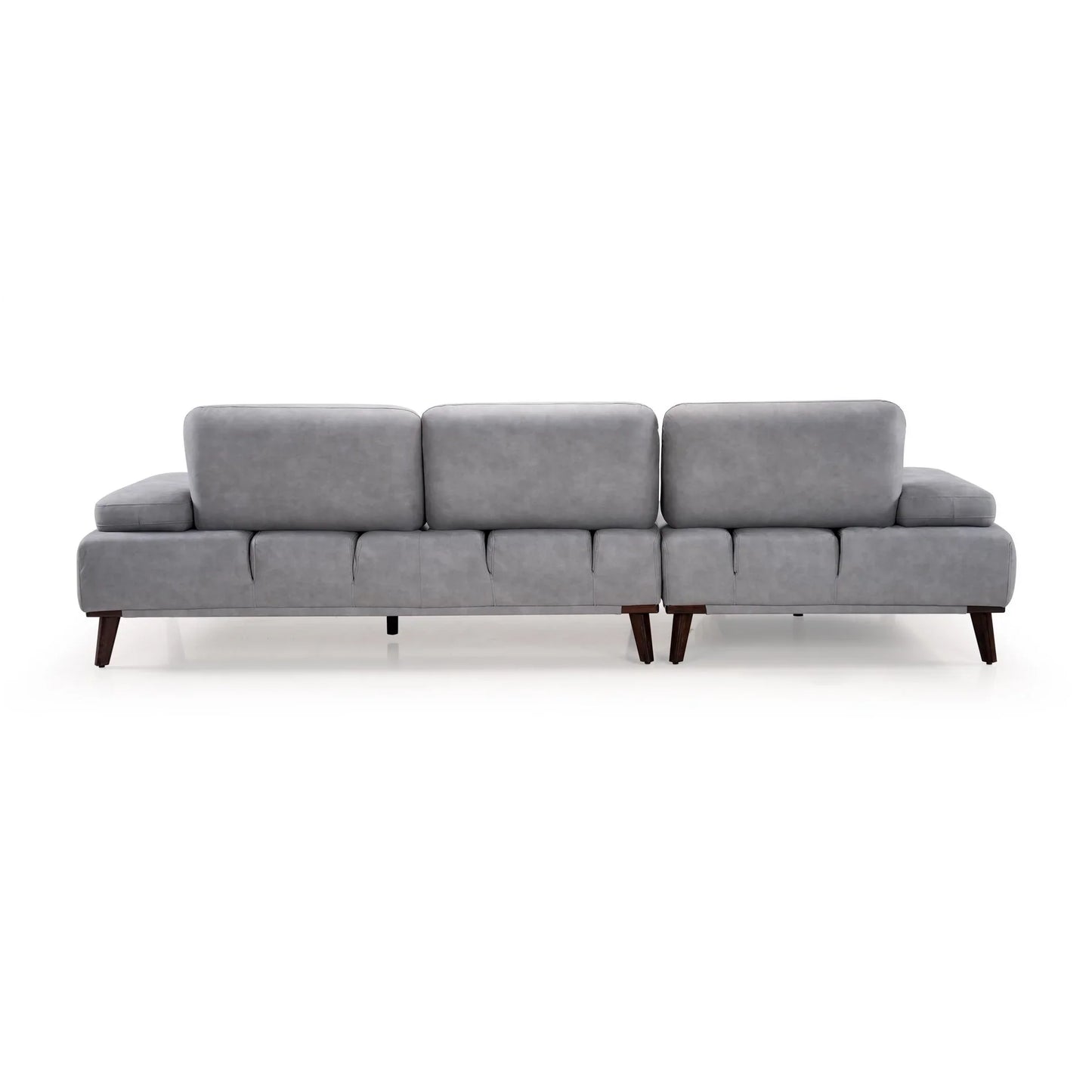 Suede L Shaped Sofa with Extendable Backrest