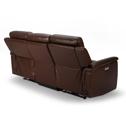 Leather 3 Seater Power Recliner with 2 USB Ports