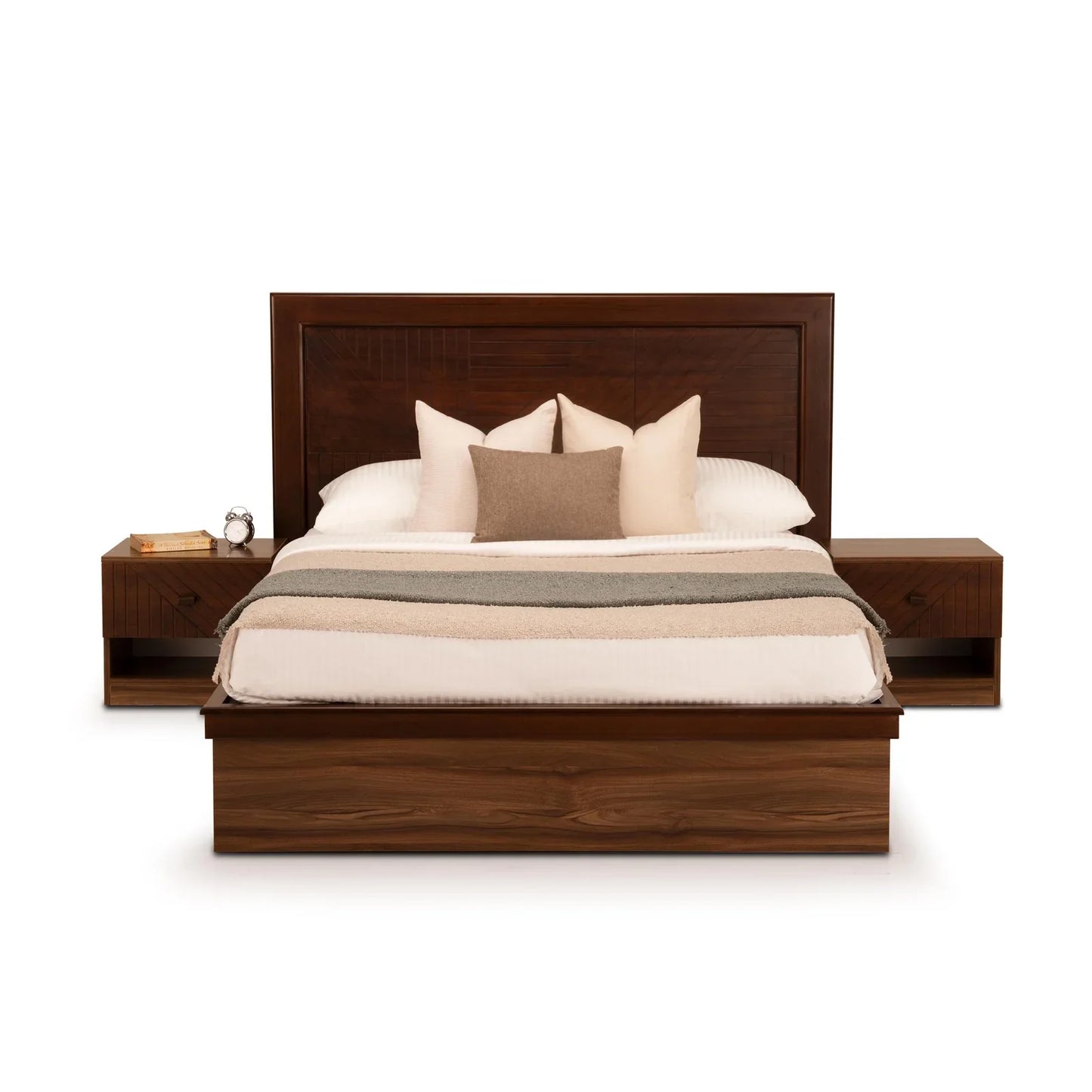 Queen Size Bed with Veneer Headbaord & Hydraulic Storage