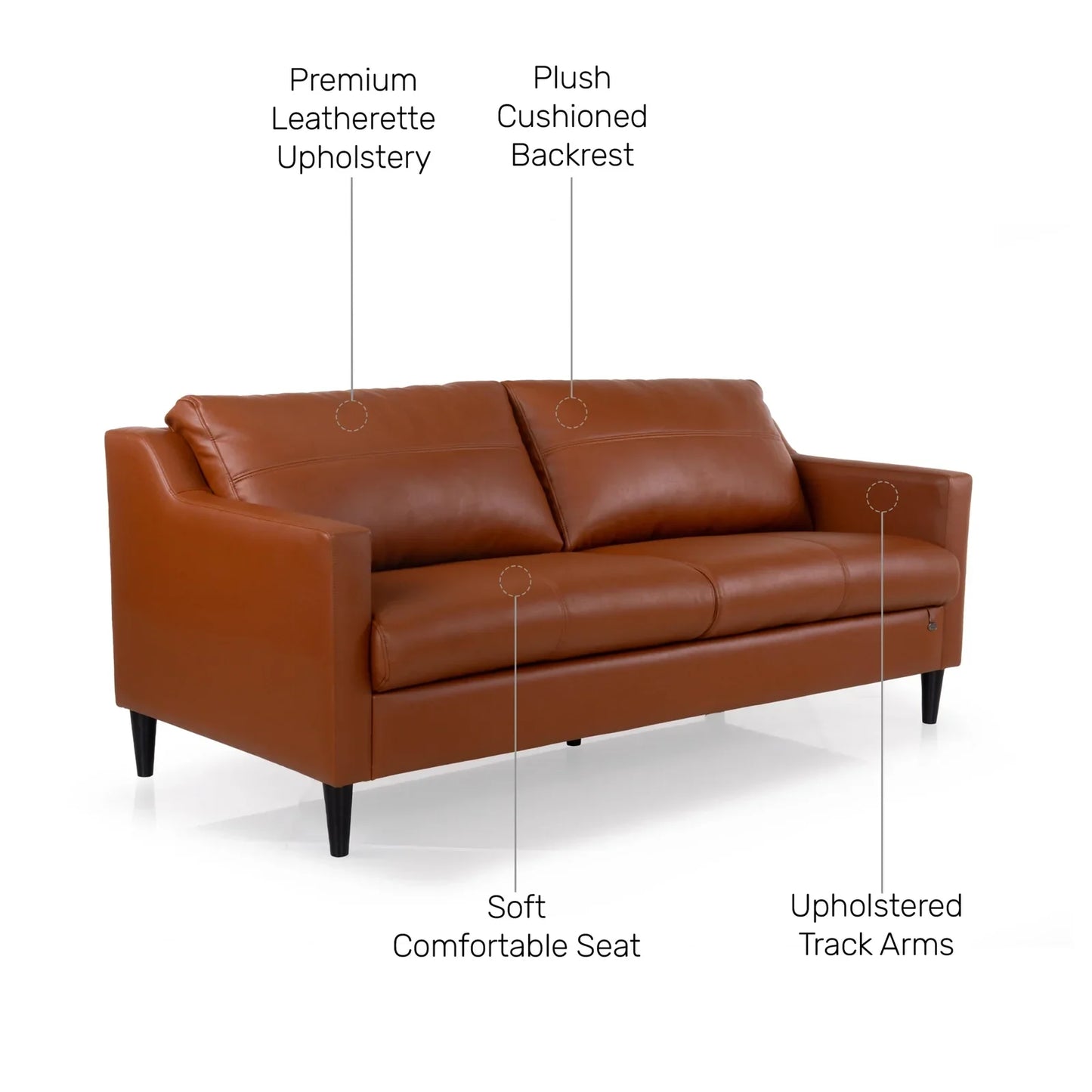 Leatherette 3 Seater Sofa in Cinnamon Brown