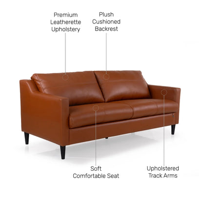 Leatherette 3 Seater Sofa in Cinnamon Brown