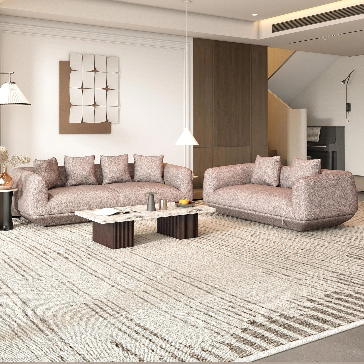Boucle 3 Seater Sofa in Cocoa Brown