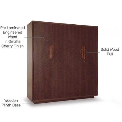 4 Door Wardrobe in Omaha Cherry Finish