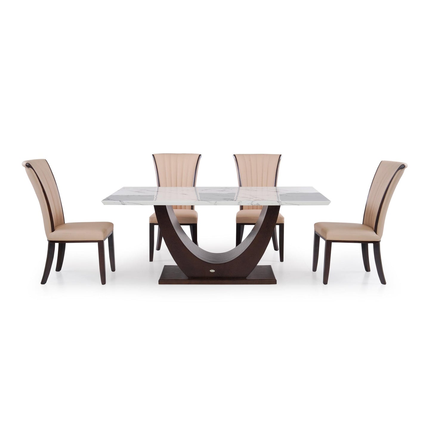 6 Seater Dining Set with Marble Finished Top