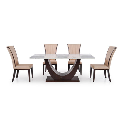 6 Seater Dining Set with Marble Finished Top