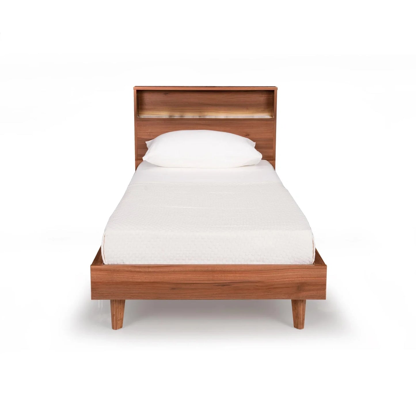 Single Bed in Walnut Finish with LED Light