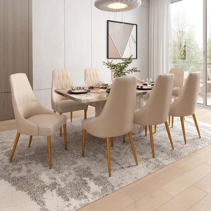 8 Seater Dining Set with Marble Finished Top