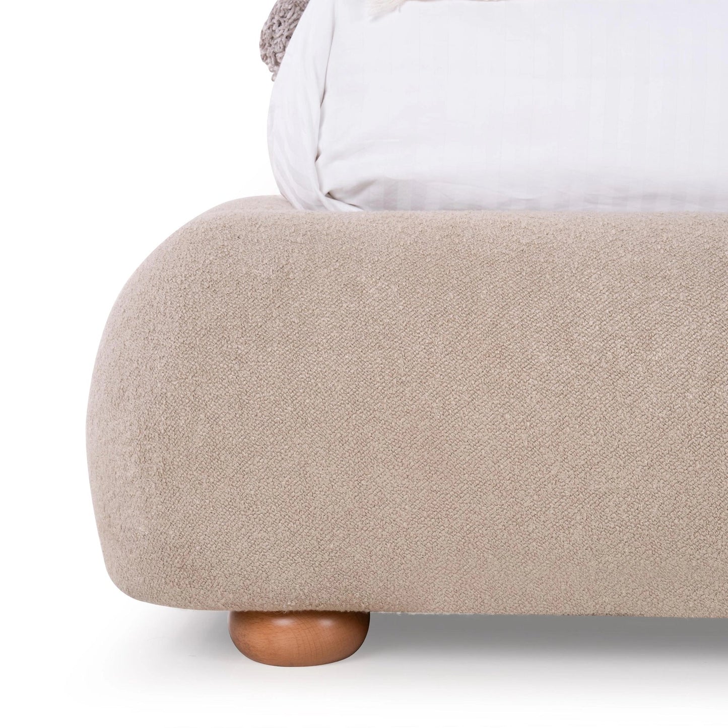 Curved Upholstered Low-Profile Queen Size Bed