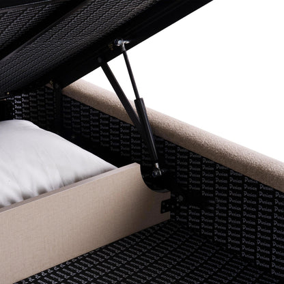 Curved Upholstered Low-Profile Queen Size Bed