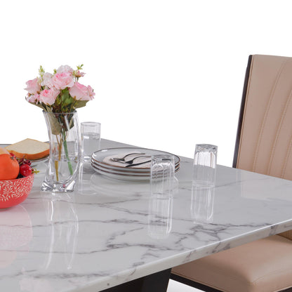 6 Seater Dining Set with Marble Finished Top