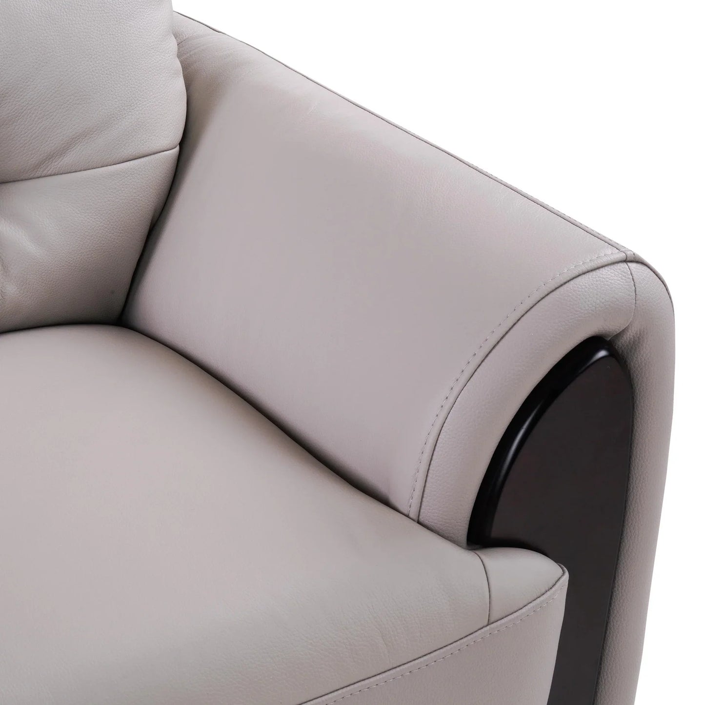 Leather 3 Seater Sofa in Light Grey